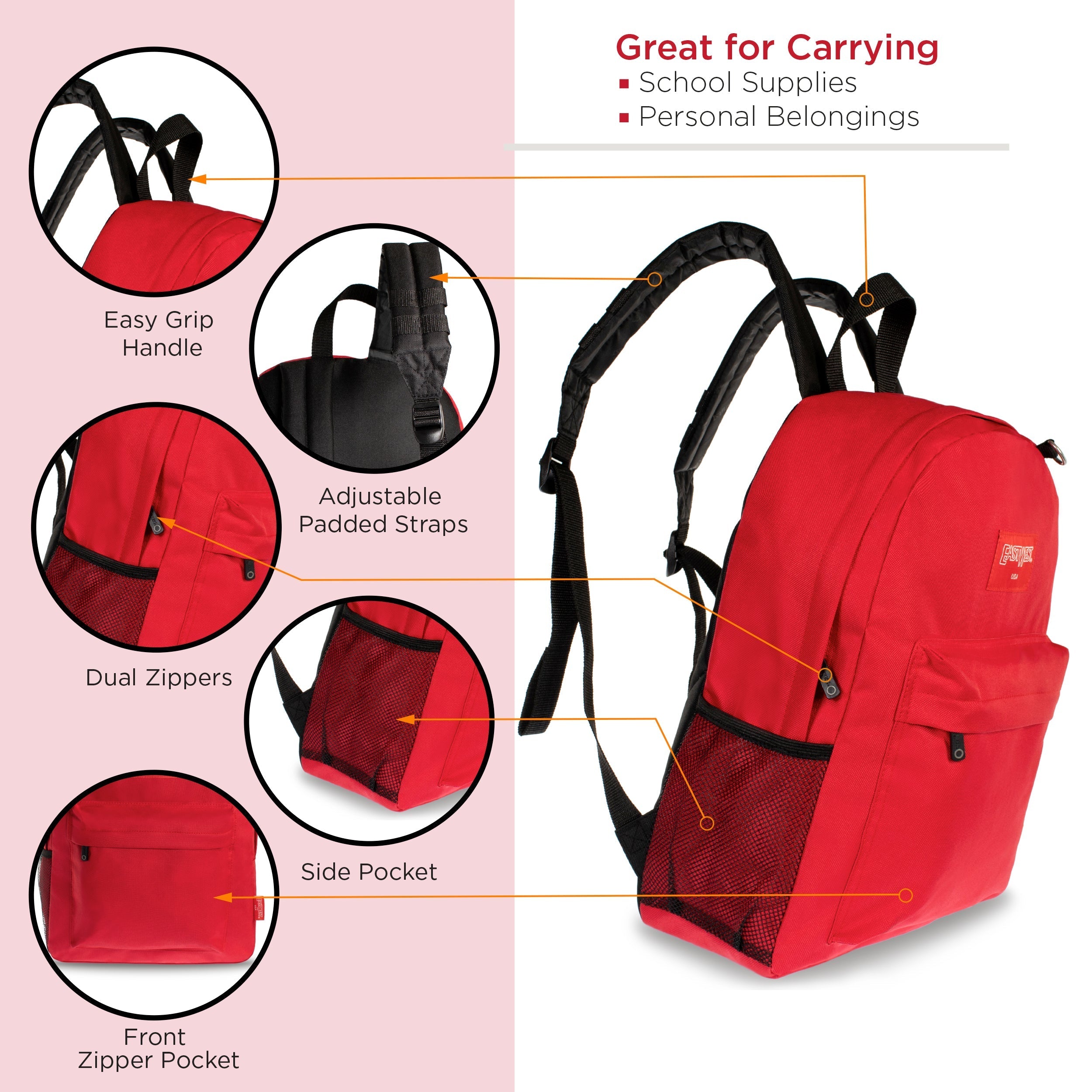 12 Solid Color 17" Backpacks & Your Choice of 12 Winter Item Sets - Wholesale Care Package: Homeless, Emergency, Charity