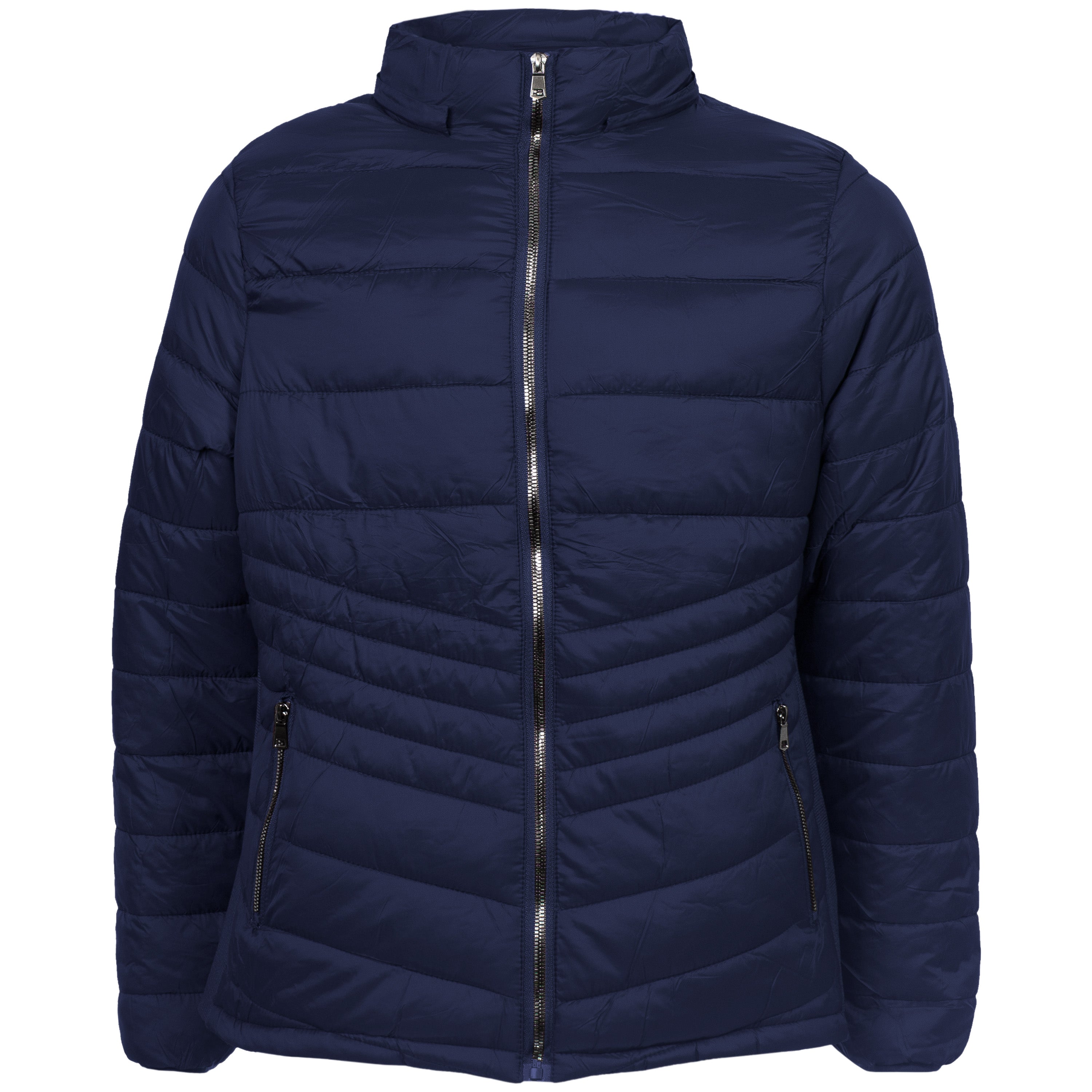 Women's Soft Navy Blue Puffer Wholesale Coats in Assorted Plus Sizes - Bulk Case of 12 Jackets