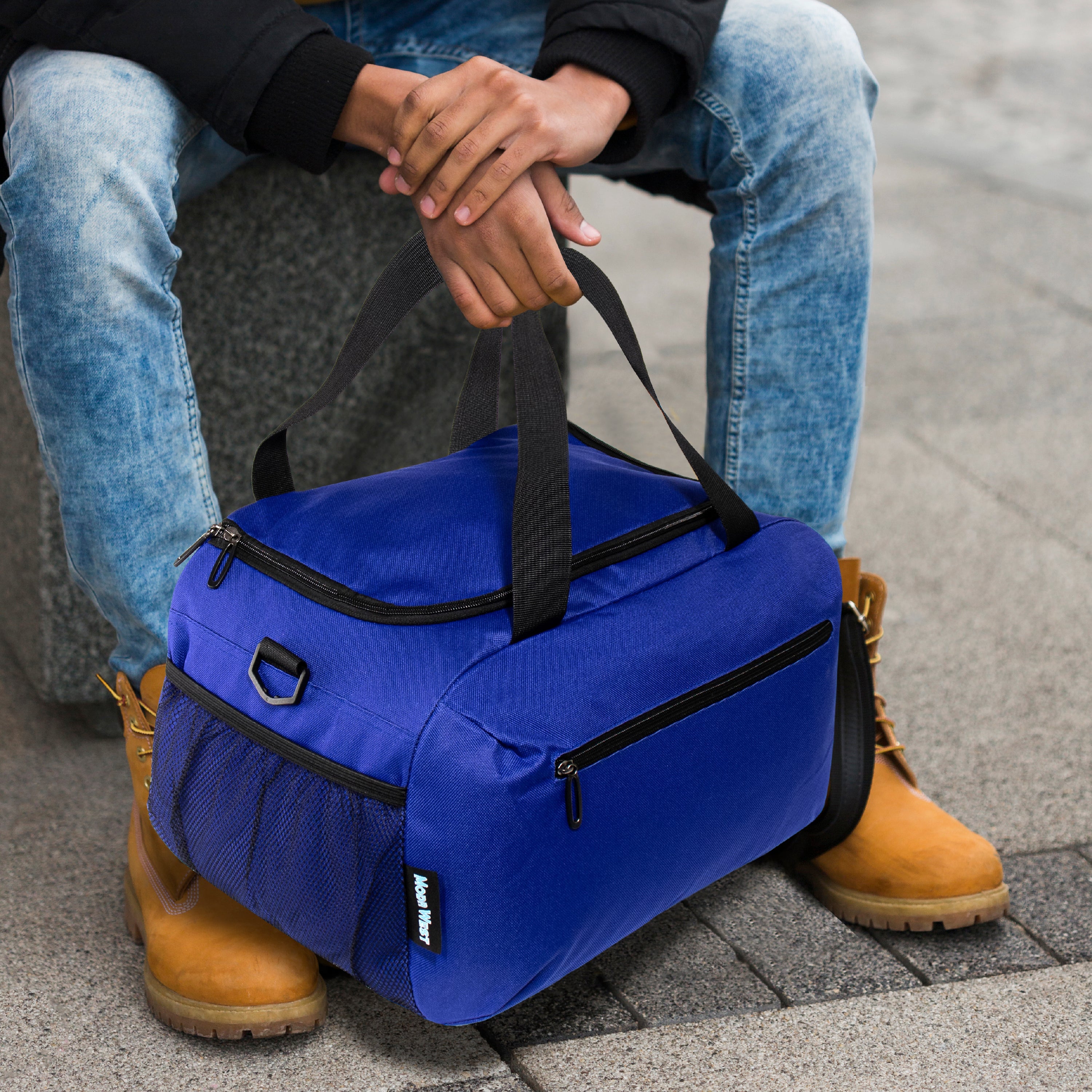 18" Wholesale Duffle Bag in 5 Assorted Colors with 2 Compartments - Bulk Case of 24