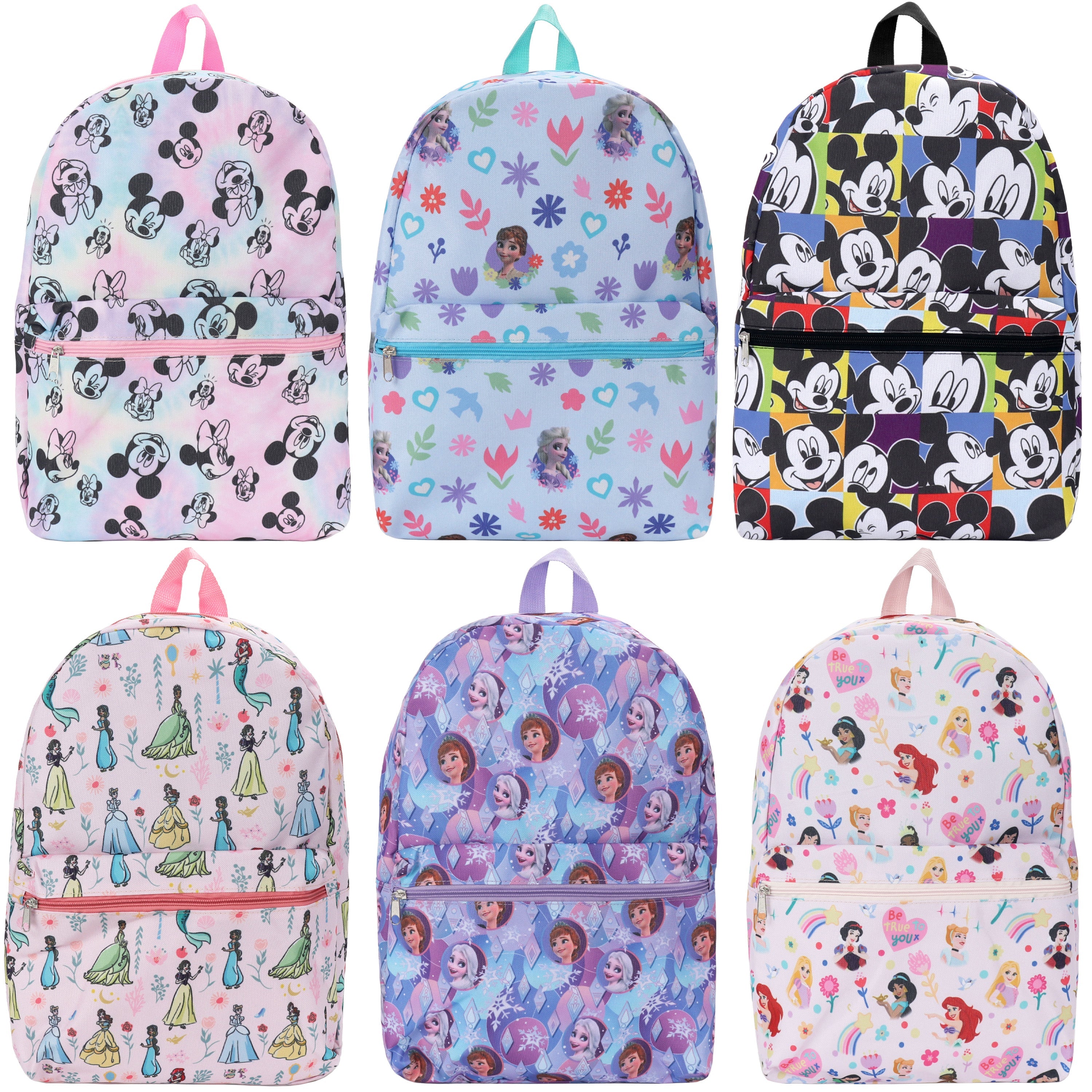 12 Bulk 17" Kids Backpacks in Assorted Prints & 12 Wholesale School Supply Kits of Your Choice