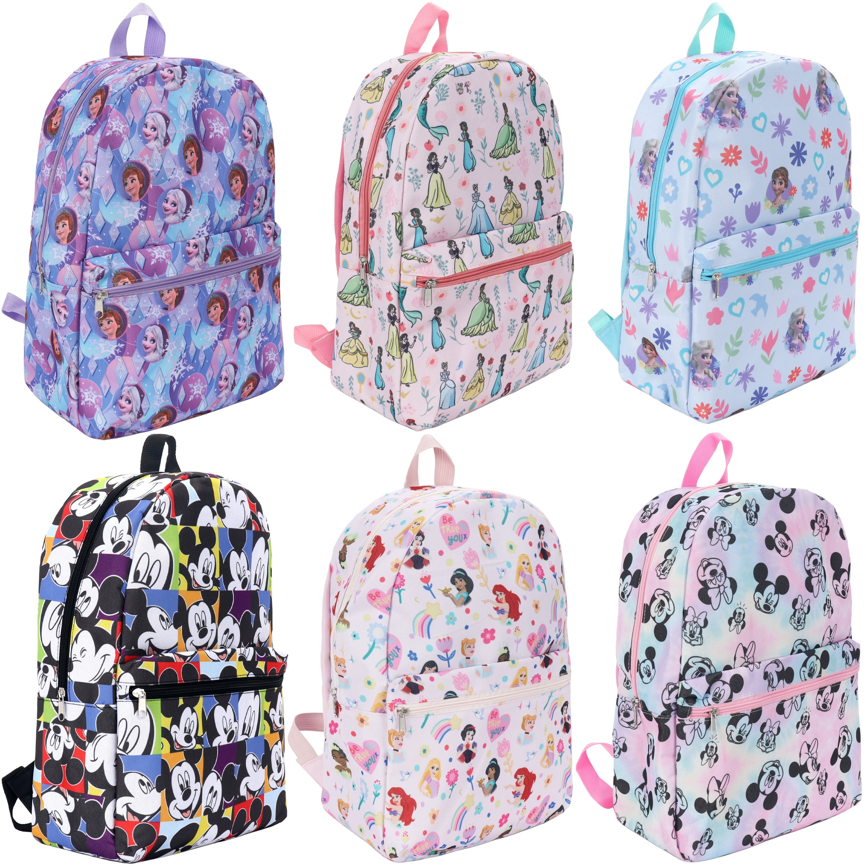 12 Bulk 17" Kids Backpacks in Assorted Prints & 12 Wholesale School Supply Kits of Your Choice