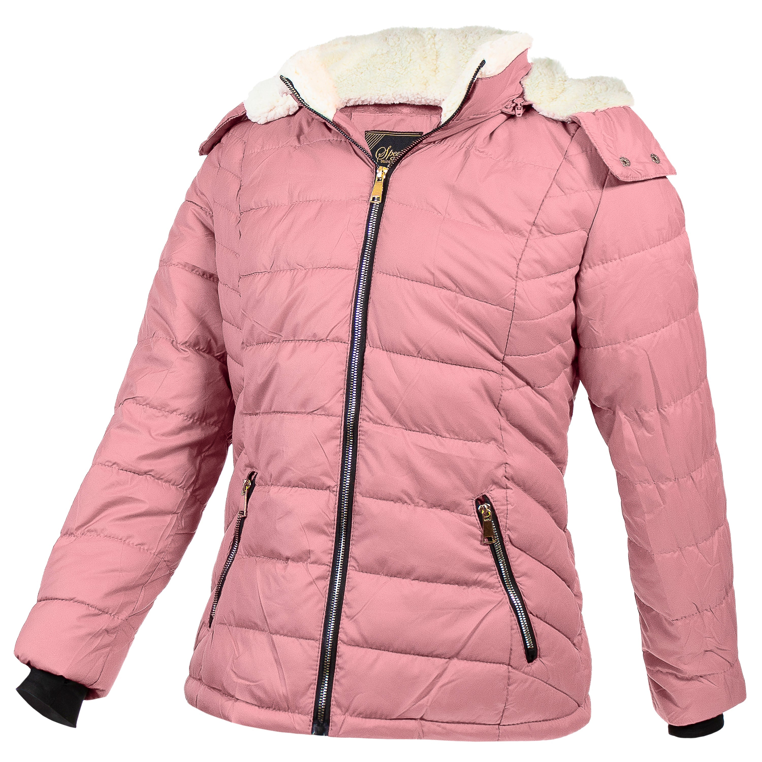 Women's Warm Wholesale Puffer Coats in Pink in Assorted Sizes - Bulk Case of 12 Winter Jackets