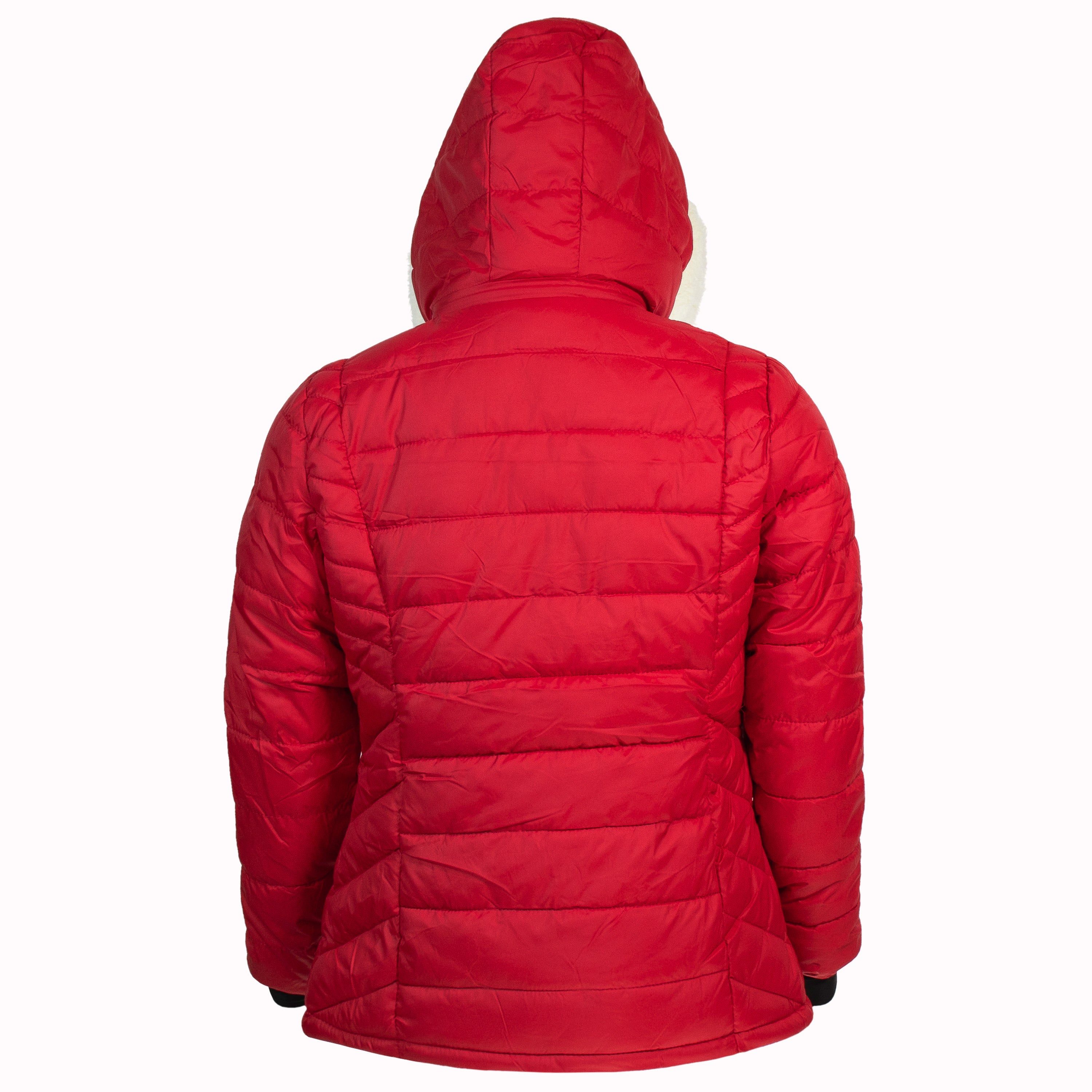 Women's Warm Wholesale Puffer Coats in Red in Assorted Sizes - Bulk Case of 12 Winter Jackets