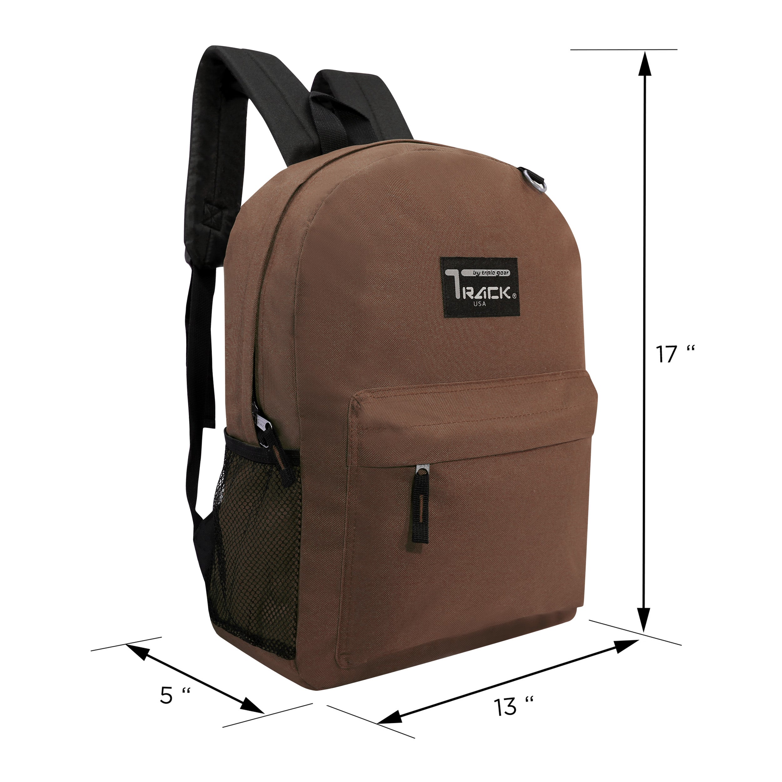 17" Bulk Classic Brown Backpack - Wholesale Case of 24 Bookbags