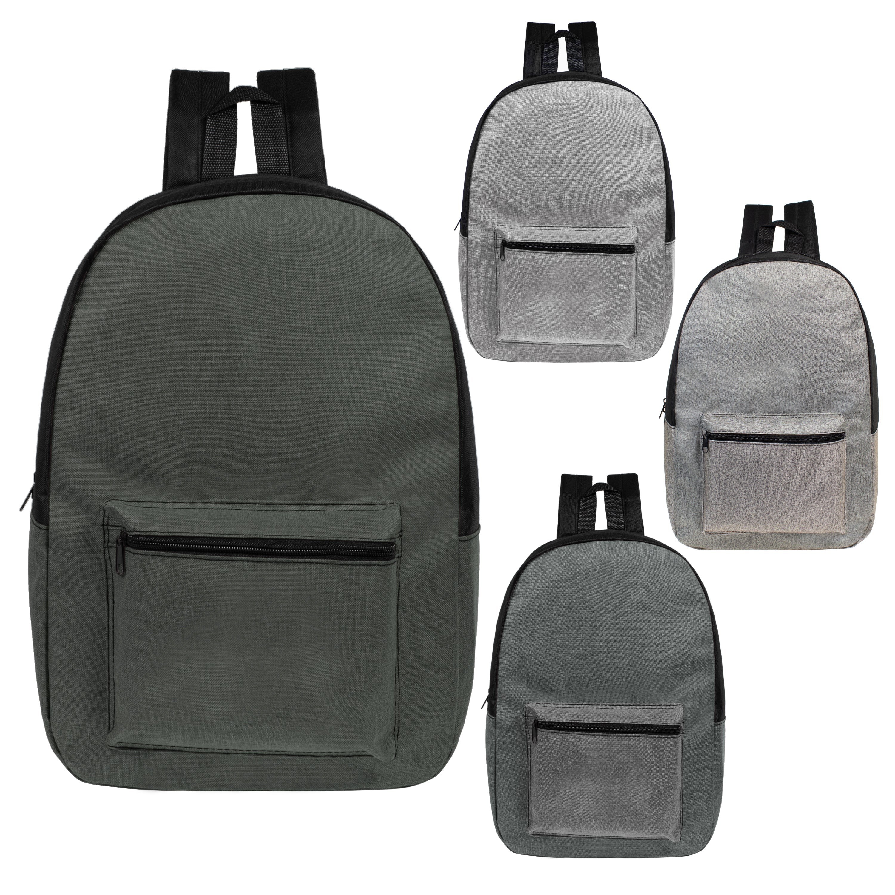 17" Kids Basic Wholesale Backpack in Assorted 4 Colors - Bulk Case of 24 Backpacks