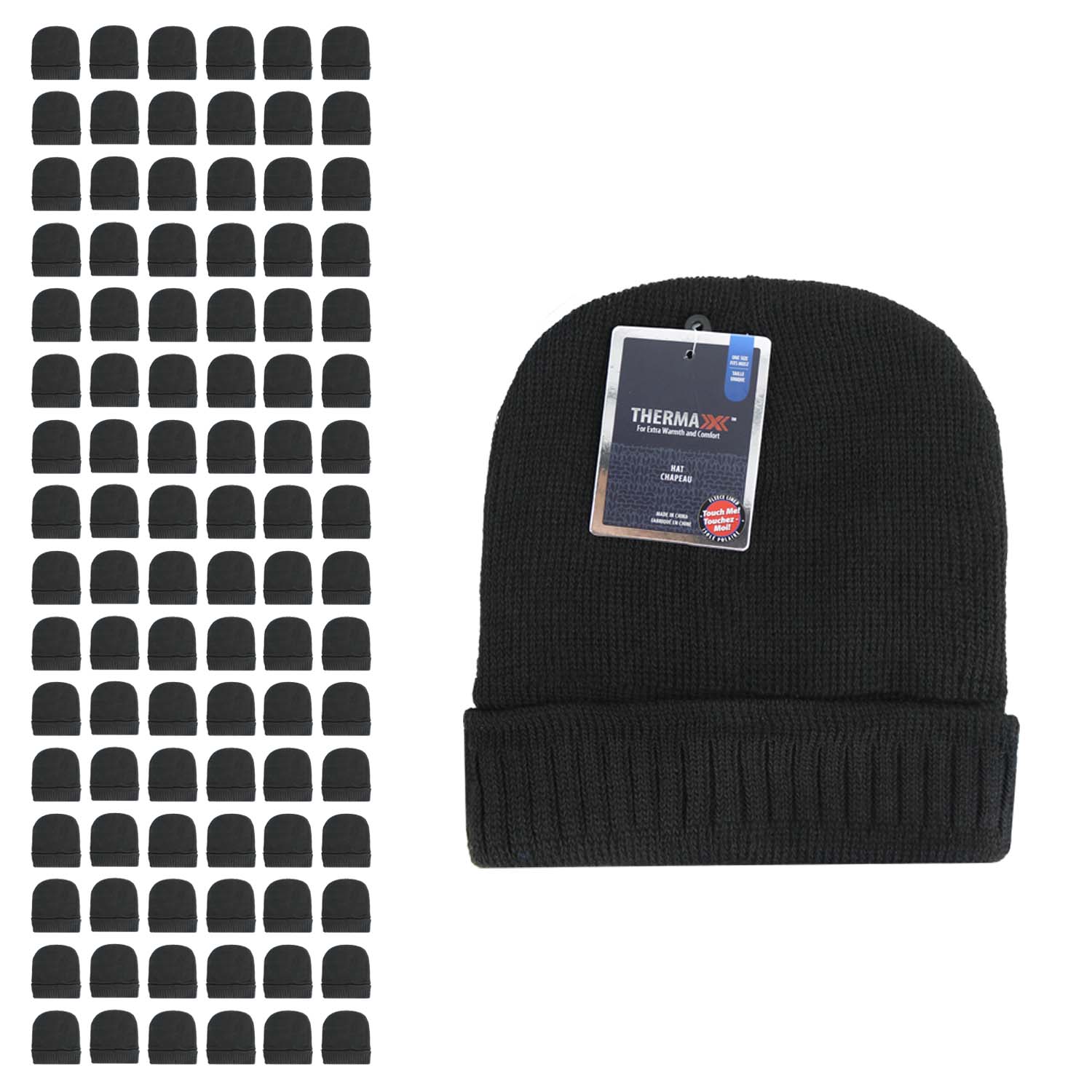 Unisex Wholesale Beanies in Black - Bulk Case of 96