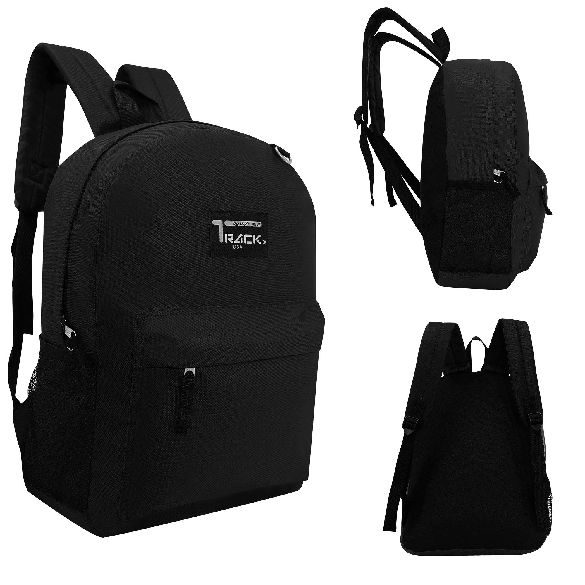 17" Kids Wholesale Backpacks In Black - Wholesale Case of 24 School Bookbags