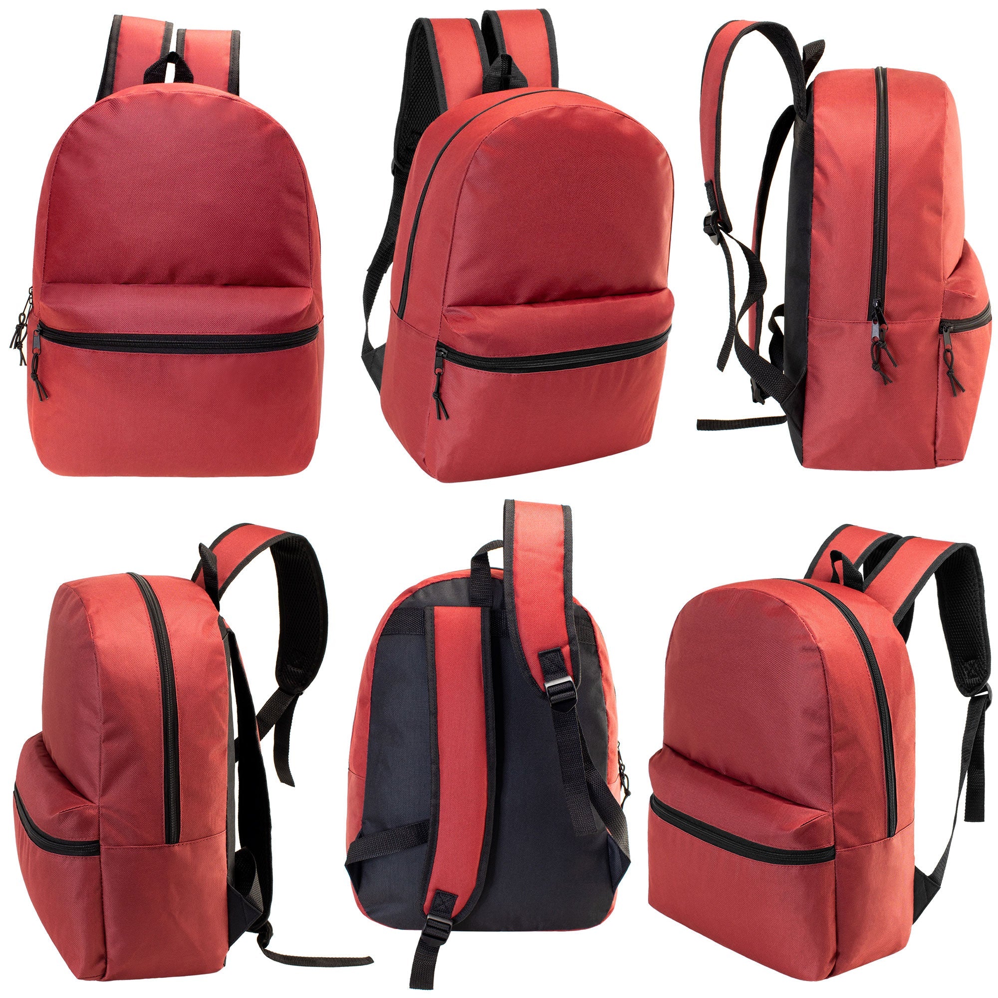 15" Kids Basic Wholesale Backpack in 8 Colors - Bulk Case of 8