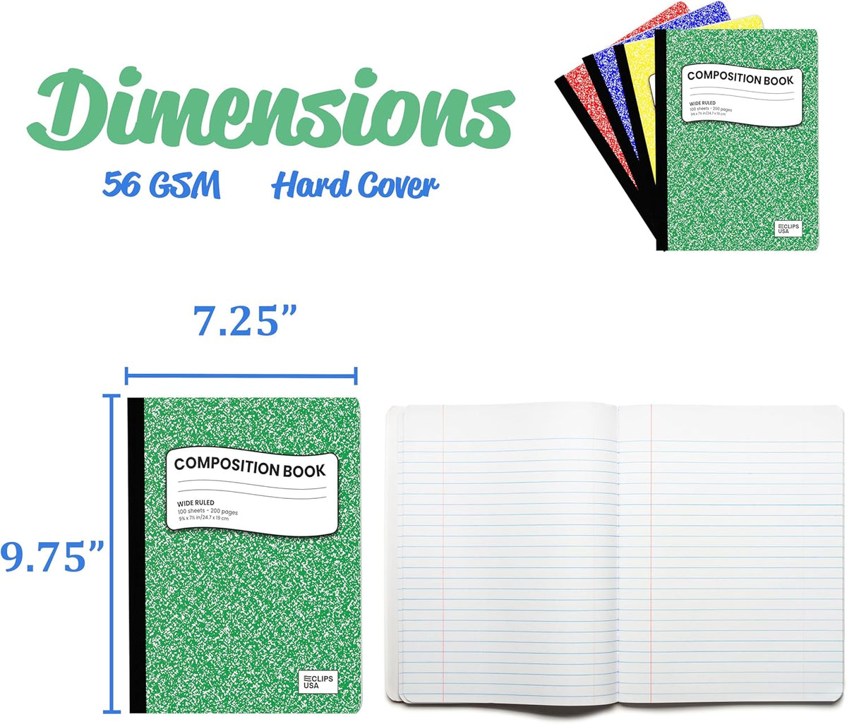 Wholesale Composition Notebooks | Wide Ruled in Assorted Colors